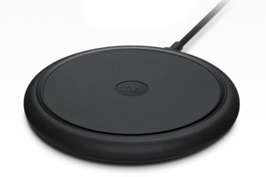 Black Mophie wireless charging base.